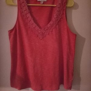 Rose Knox Tank Top W/Lace  Size L